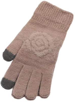 SMED Fingerhandschuhe Kältebeständige Woll-Herren- und Damen-Touchscreen-Handschuhe Outdoor-Radfahren Warme Strickhandschuhe Braun Einheitsgröße