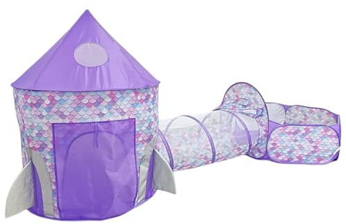 Benebomo Kids Play tent and tunnel,3-in-1 Children Play Tent with Ball Pool,Toddlers Tunnel Ball Pit,Purple,Suitable for boys and girls, can be played indoors and outdoors