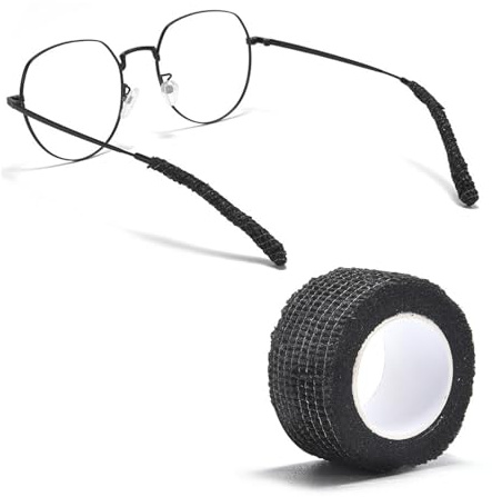 Glasses Ear Cushion Bandage, Eye Glasses Ear Grippers Anti Slip, Glasses Temple Tips, Glasses Arm Cushion, Eyeglass Ear Cushions for Pain, Temple Sleeves Tips Ear Pads for Glasses,Black
