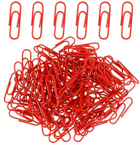 JJUNW 200 Stück Rot Büroklammern, Metall Kleine Büroklammern, Rot Paper Clips Büroklammer Brief Aktenklammern Paperclips für Dekorative Hochzeiten Postkarten Schule Büro Vorräte
