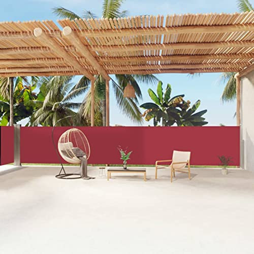 Iiaky Seitenmarkise Ausziehbar Rot 140x1200 cm Balkon Sichtschutz Sonnenschutz Terrasse Sichtschutz FüR Den Garten Senkrechtmarkise AußEn