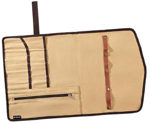 COLLBATH Camping Bestecktasche Canvas Tragbare Aufhängbare Geschirrtasche Robust Mit Lederband Picknick Organizer Für Outdoor Kochutensilien
