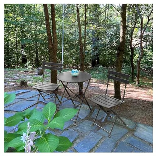HINNVCL Outdoor Patio Bistro Set, Folding Bistro Table and Chairs Set, 3 Piece Folding Patio Furniture Set, Space Saving for Indoor Outdoor Porch Lawn Balcony Small Space