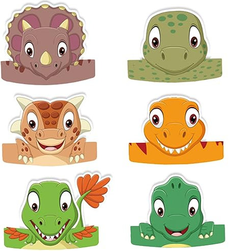 MUSISALY 6er Packung Dinosaurier-partyhüte Für Kinder Geburtstagsmützen Papierhüte Kopfbedeckungen Für Kindergeburtstage Dekoration