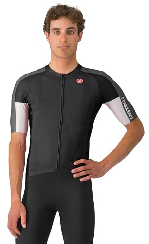 CASTELLI Entrata 6 Trikot für Herren, UPF Sonnenschutz, Viertelärmel, Trikot für Rennrad, Gravel-Biking & Rennen, Hellschwarz/Dunkelgrau/Rauchgrau, Large