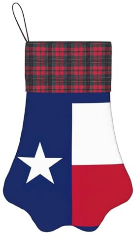 LNNIUK Weihnachtsstrumpf mit Texas-Staatsflagge, Weihnachtsstrumpf, Rentier-Design, groß, 17 Familien-Urlaubsdekorationsstrümpfe