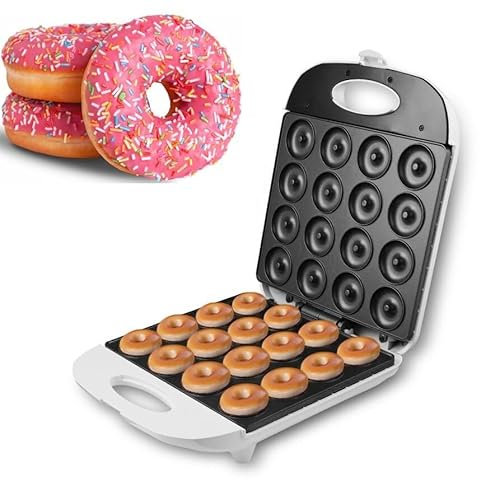Nonstick Mini Donut Maker - Bake 16 Vegan or Nut Donuts at Once with Compact Snack Machine