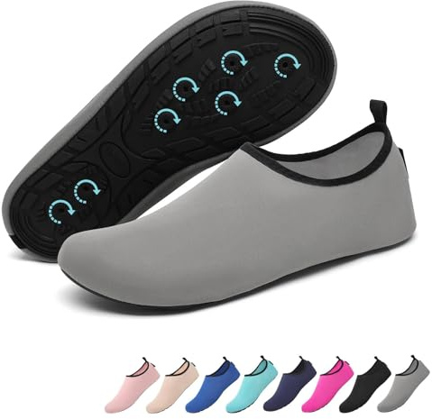 SAGUARO Chaussures Aquatiques Chausson de Plage d'eau Chaussettes Aquatiques Séchage Rapide Chaussures Eau pour Piscine Bain Sport Nautique Surf Rivière pour Homme Femme Gris GR.36/37