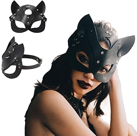 KFLY Catwoman Masque sexy pour femme en cuir synthétique Noir | Masque pour les yeux pour Halloween, carnaval, bal masqué, fête cosplay