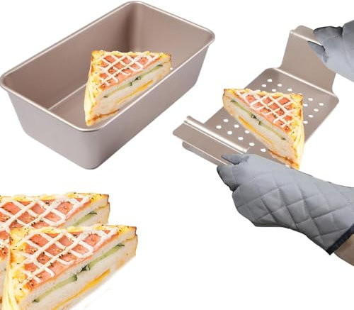 Meatloaf Tin, Bread Pan,9x5 Inch Non-stick Cookware with Drain Tray | Reusable Toaster Baking Tray, Bread Pan Dishwasher Safe for Kitchen,