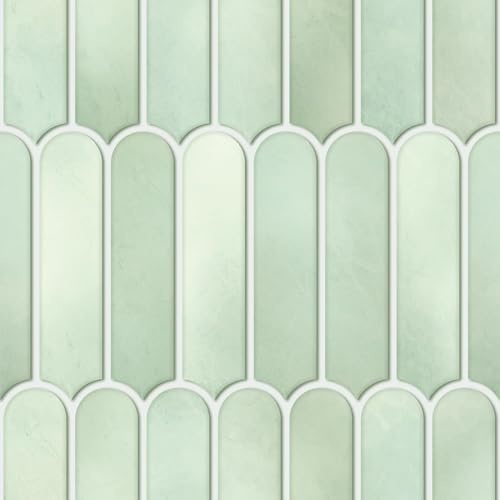 HPNIUB 10 Stück Grün Klebefliesen Küche Kachelaufkleber Fliesenaufkleber Küchenrückwand Fliesen Metro Fliesen Wandfliesen Selbstklebend Weiß Bad Küche Keramikfliesen 30 x 30cm