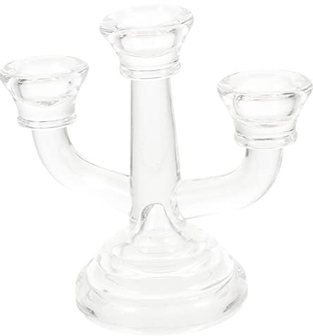 QUMIIRITY Kerzenhalter Eleganter Glas Kerzenständer aus Glas mit 3 Köpfen im Französischen Stil Zarter Moderner Kandelaber für Heimdekoration und Büro als Tischdeko