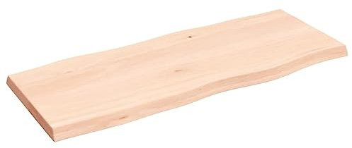 Tavolo da lavoro in legno massello di rovere, 100 x 40 x 4 cm, per scrivania o piano di lavoro, superficie in legno non trattato