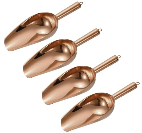 sourcing map 4pcs Metal Ice Scoop, 11 Inch Stainless Steel Ice Scooper for Kitchen Party Bar Wedding Use, Rose Gold