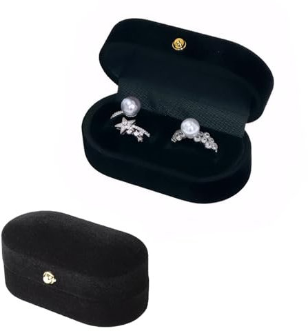 Bellabon Scatola dell'Anellol in Velluto Vintage, Porta Fedi Nuziali in Velluto, Scatola per Anello Proposta di Matrimonio 2 Anelli, Contenitore di Regalo di Gioielli, Piccolo Portagioie da Donna