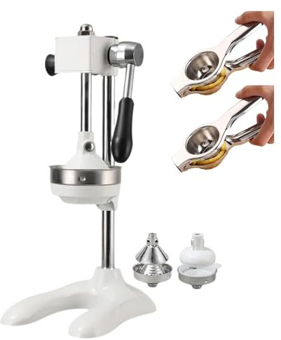 Exprimidor de Cítricos Profesional, Exprimidor de naranjas manual, exprimidor de cítricos comercial, incluye 2 moldes for mayor comodidad.(White)