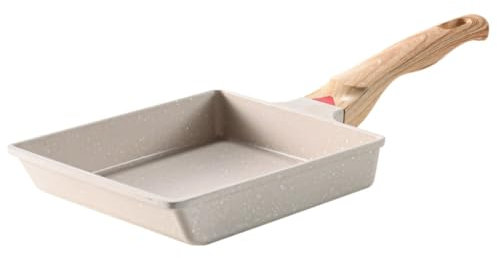 Packool Sartén japonesa para tortillas, cuadrado Tamagoyaki con revestimiento antiadherente, mango de madera, rollo de huevo de desayuno, espátula de grado profesional