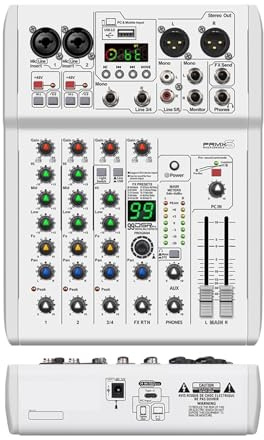 Mixer DJ Console 99 DSP Effects Mixing PRMX-6 With 5.0 BT 24bit/192k For Recording Musical Instrument
