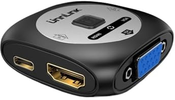Switch VGA 2x1 Commutatore video + a 1080P 60Hz Convertitore 2 in 1 uscita,Flessibile