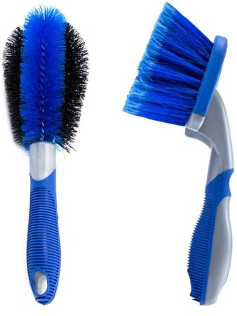 LianSinGo 2Pcs Car Wheel Cleaning Brush, Plastic Wheel Brushes Set, Rim Bru-sh Washing Tool with Ergonomic Handle, Wheels Brush & Rim Tyre Detailing Brushes for Home, Car, Motorcycles Bicycles