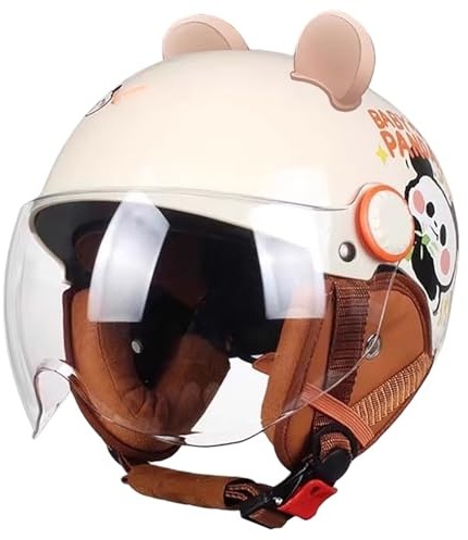Casque Demi-Jet Rétro Pour Moto Électrique, Idéal Pour Les Enfants Et Les Adolescents. Casque Demi-Jet Ouvert Mignon Pour Tout-Petits, Homologué DOT. Convient Aux Garçons G,48-56cm