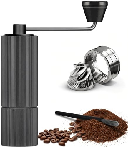 Ruycllo Molinillo de Café Manual, Portátil Molinillo Cafe Manual con Muela Cónica de Acero Inoxidable, 30 Niveles Ajustables & Capacidad de 30g para Espresso, Moka, French Press, Pour Over, Aeropress