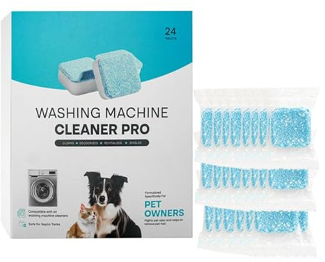 24PCS Washing Machine Cleaner Tablets,Deep Clean Descaler & Mould Remover,Washing Machine Descaler,Gentle Formula for All Machines, Dishwasher & Washer Machine Cleaner