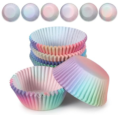 300 Stück Muffinförmchen Papier, Quilax Cupcake Formen Regenbogen, Muffins Backförmchen, für Backen, Dessert, Hochzeit, Geburtstag, Party