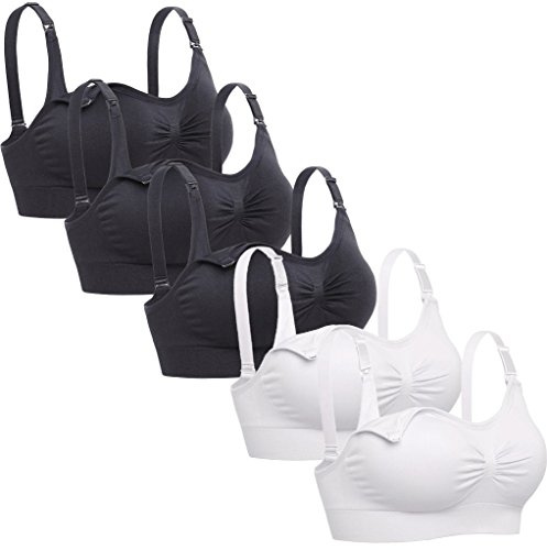 Lataly - Sujetador de Lactancia para Mujer sin Aros, Sujetador para Dormir, Pack de 5, Large