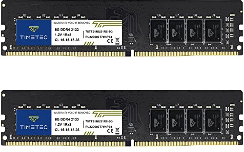 Timetec 16GB KIT (2x8GB) DDR4 2133MHz (PC4-2133P) PC4-17000 UDIMM Desktop RAM – 288-Pin 1.2V CL15 Non-ECC Unbuffered DIMM Memory Module Upgrade