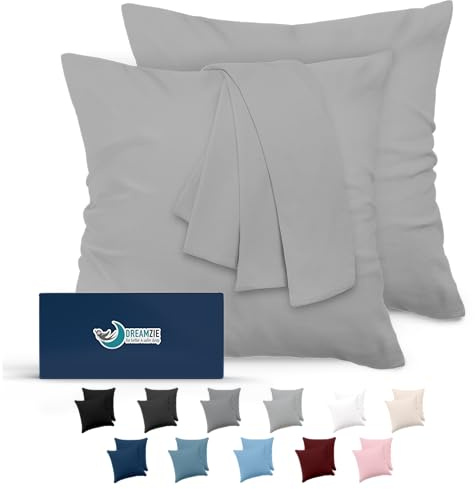 Kissenbezug 80x80 Grau 2er Set Mikrofaser Oeko-TEX Zertifiziert Dreamzie - Kissenbezüge 80x80 Weich