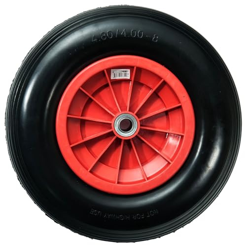 WERKA PRO Roue Increvable Brouette 15'' Alésage 20 mm 385 x 75 mm Rouge | Robuste, durable, usage jardin et bricolage, jante rouge, roulements à billes, pour brouettes et remorques