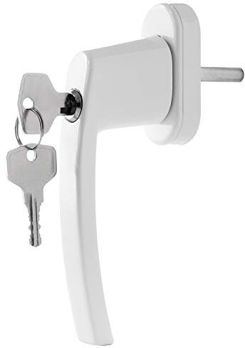 Abschließbare Fenstergriffe weiß, 2 Stück, Gleichschließend - Kindersicherung Fenstersicherung mit Schloss in Stiftlänge 35mm - Fensterschloss RAL 9016