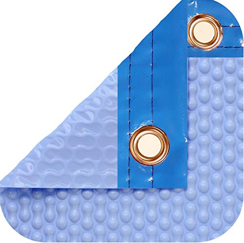 INTERNATIONAL COVER POOL Pack Cobertor Solar 500 micras GeoBubble Cool Guard para Piscina de 3,5 x 8,5 Metros con Refuerzo en los Anchos + Enrollador telescópico con Tubo de 80mm