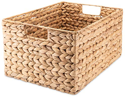 Decorasian Korb Aufbewahrung geflochten aus Wasserhyazinthe - Seegras rechteckig - 37cm