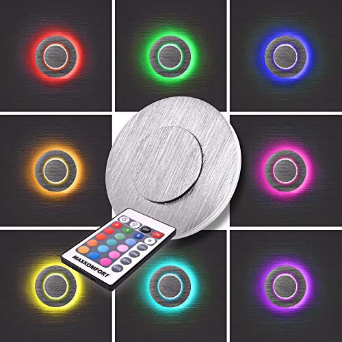 max K O M F O R T RGB Treppenbeleuchtung 230V warmweiß 1W RUND Treppenleuchte Wand Einbauleuchte Farbwechsel Treppenlicht Flurleuchte Nachtlicht 6108