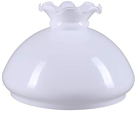 Petroleumglas rund Ø 189mm Lampenglas Weiß Ersatzglas Rüschenrand Leuchteglas Glasschirm
