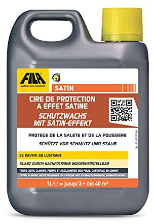FILA Surface Care Solutions, SATIN, Cire de Protection à Effet Satiné pour pierres naturelles non polies (calcaire, ardoise, etc.), grès rouge, clinker non émaillé, différents types de terre cuite, 1L