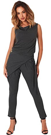 Lemoniade eleganter Jumpsuit mit modischem Schnitt und ausgefallenen Details, Modell 1 Dunkelgrau, Gr. S
