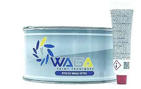 WAGA PAINT S.R.L. Stucco Vetrificato 750ML con Fibre di Vetro Completo di Indurente Riempitivo Professionale Vetroresina - Waga Paint Tecniques