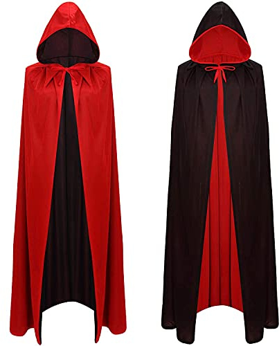 A-SZCXTOP Umhang für Halloween, Vampir, Unisex, wendbar, mit Kapuze, Vampir-Hexe, Cape für Weihnachten, Party, Cosplay, Kostüme-Mäntel, Erwachsene oder Kinder, 120 cm
