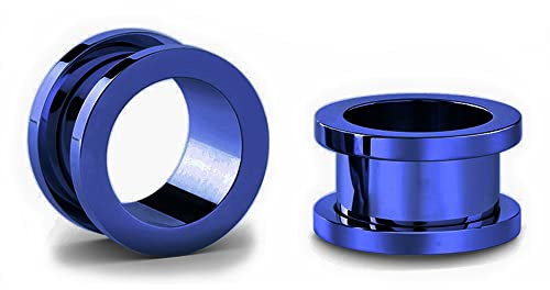 Jewel Barrel Pair Flesh Tunnlar 2 st öronsträckare expanderare dubbelutsvängd skruvpassform piercing kirurgiskt stål 1,6 mm – 20 mm silver svart roséguld regnbåge blå, 316L Sugiskt stål