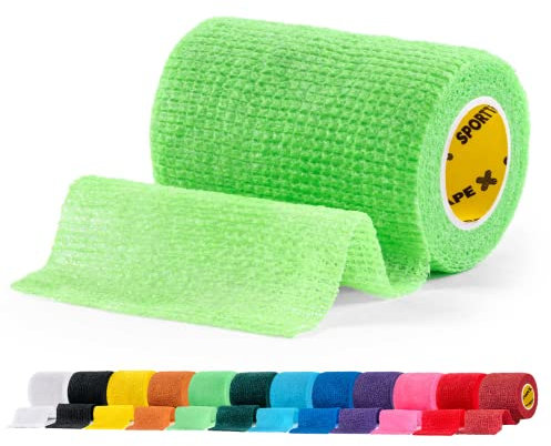SPORTTAPE Self-Adhesive Cohesive Bandage, 7.5cm x 4.5m, Mint Green - Compression Tape & Vet Wrap for Dogs, Horses, Sports Stretch Tape for Football, Ankles, Joints, Wrists and Sock Tape - Single Roll