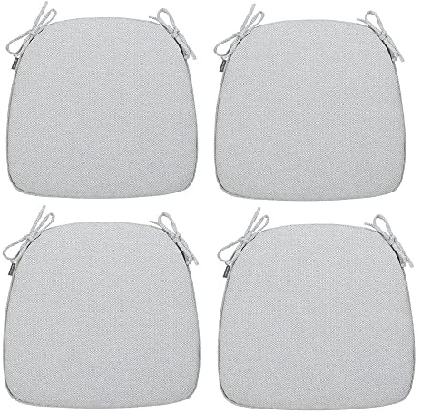 Magpie Fabrics 17x16x2 U-Shape Chair Cushions with Ties 4 Count, Outdoor Indoor Waterproof All Weather Seat Pads Decoration for Patio Garden Dining Office - Light Gray
