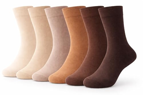 COSHAL® Calcetines para diabéticos para hombres, anchos y fáciles de usar, puños suaves, no elásticos, aptos para edemas, sin costuras, sensación fresca, Marrón (3 pares), Taille unique