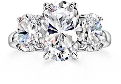 Michooyel S925 5,6 cttw ovaler Schliff 3-Stein-Verlobungsring Hochzeitsversprechen Ring Sterlingsilber Ehering für Frauen