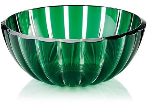 Guzzini Salatschüssel Salatschüssel M 20 cm rund Rollkragenpullover 29690169 Transparent Smaragdgrün Bio-Kunststoff 1500 cc Spülmaschine, Durchsichtig