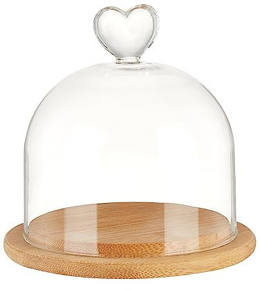 NBEADS Round Glass Display Dome Cloche, Mini Glass Cloche Dome Bell Jar Cloche Plant Terrarium Decor with Bamboo Base 10.8×10.7cm for Flower Crafts Decorations