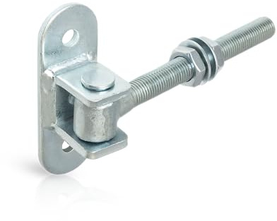 Gedotec Scharniere zum Anschrauben | 1 Stück - verzinktes Türscharniere für Gartentor und Zauntore | verstellbares Aufschraubscharnier M16 x 130 mm - DIN links und rechts verwendbar | Zauntorband
