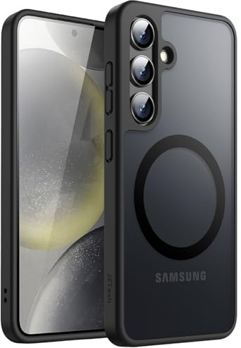 JETech Cover Magnetica Opaca per Samsung Galaxy S24 Plus, Nero | Compatibile con MagSafe, Retro Traslucido, Custodia Protezione Antiurto